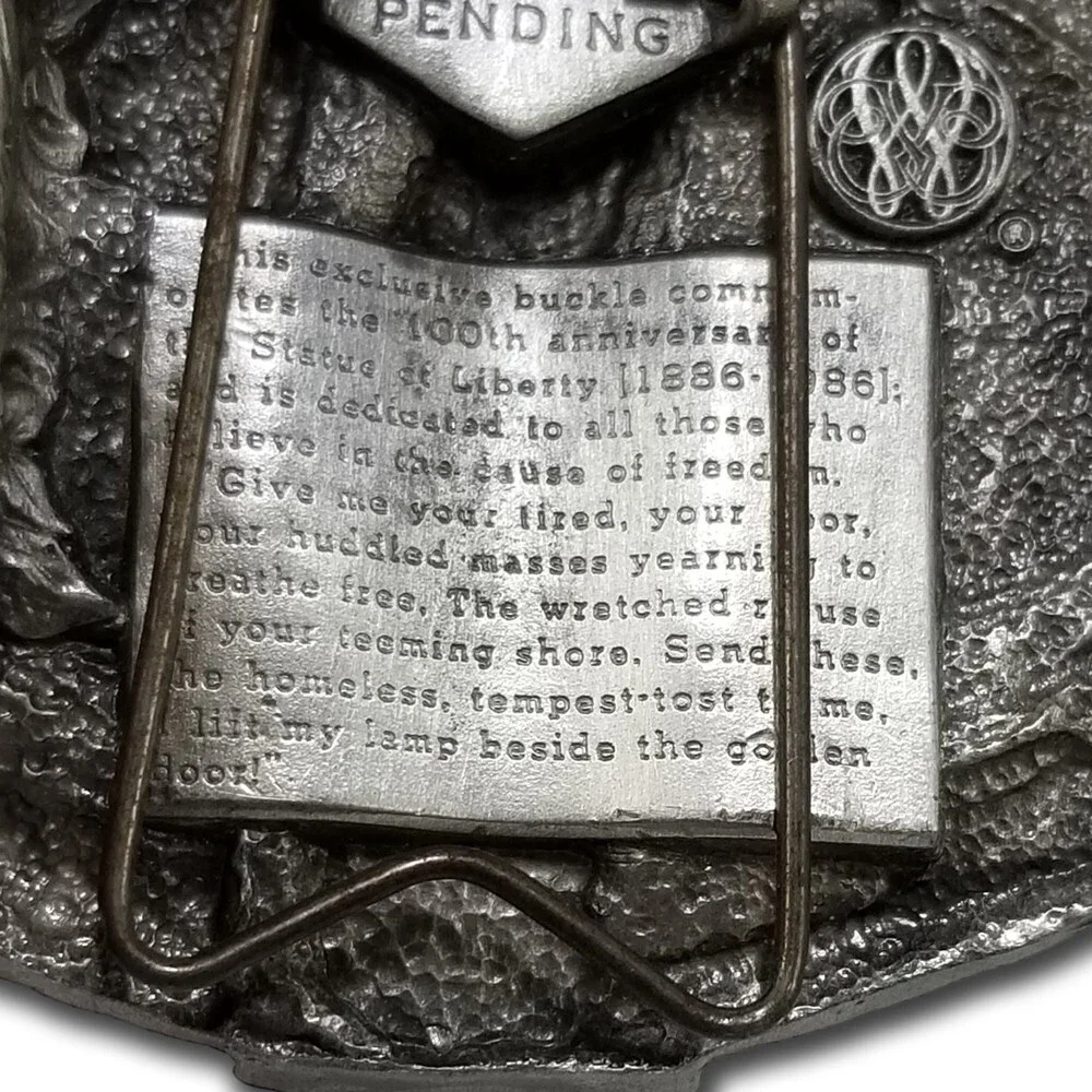 1984 Statue of Liberty Belt Buckle –100 Year Anniversary USA with Built-In Stand